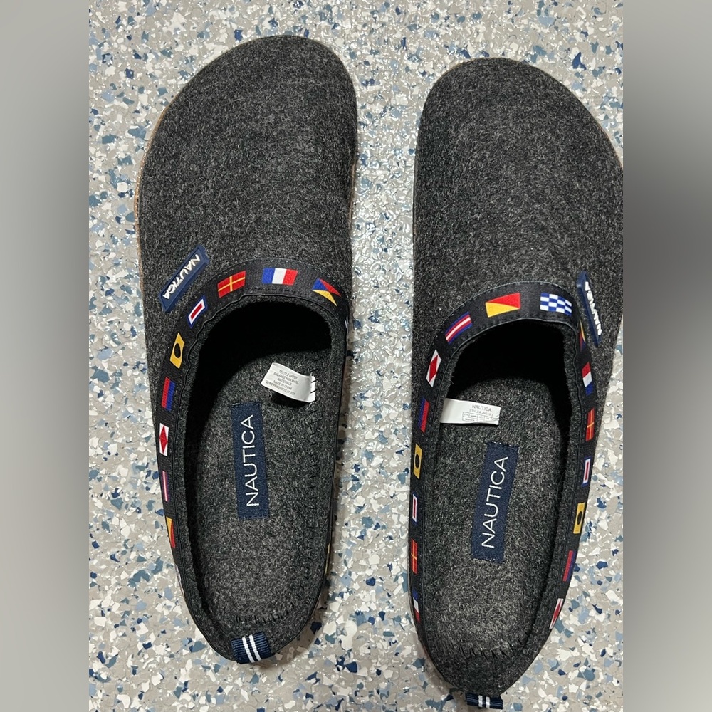 Nautica Charcoal Slip-On Shoes with Flag Details